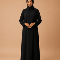 Jet Black Dress Set with Scarf modest dress with matching scarf by Sharifaah
