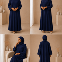 Navy Blue Dress Set with Scarf modest dress with matching scarf by Sharifaah