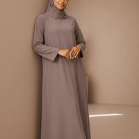 Warm Taupe Dress Set with Scarf modest dress with matching scarf by Sharifaah