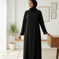 Jet Black Dress Set with Scarf modest dress with matching scarf by Sharifaah