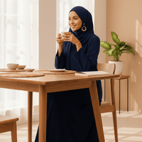Navy Blue Dress Set with Scarf modest dress with matching scarf by Sharifaah