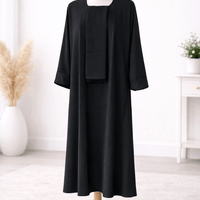 Jet Black Dress Set with Scarf modest dress with matching scarf by Sharifaah