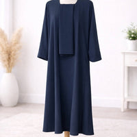 Navy Blue Dress Set with Scarf modest dress with matching scarf by Sharifaah