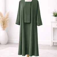 Olive Green Dress Set with Scarf modest dress with matching scarf by Sharifaah