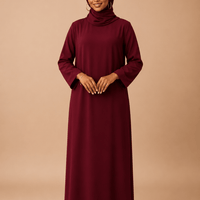 Rich Burgundy Dress Set with Scarf modest dress with matching scarf by Sharifaah