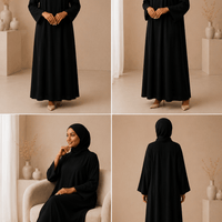 Jet Black Dress Set with Scarf modest dress with matching scarf by Sharifaah