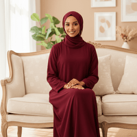 Rich Burgundy Dress Set with Scarf modest dress with matching scarf by Sharifaah