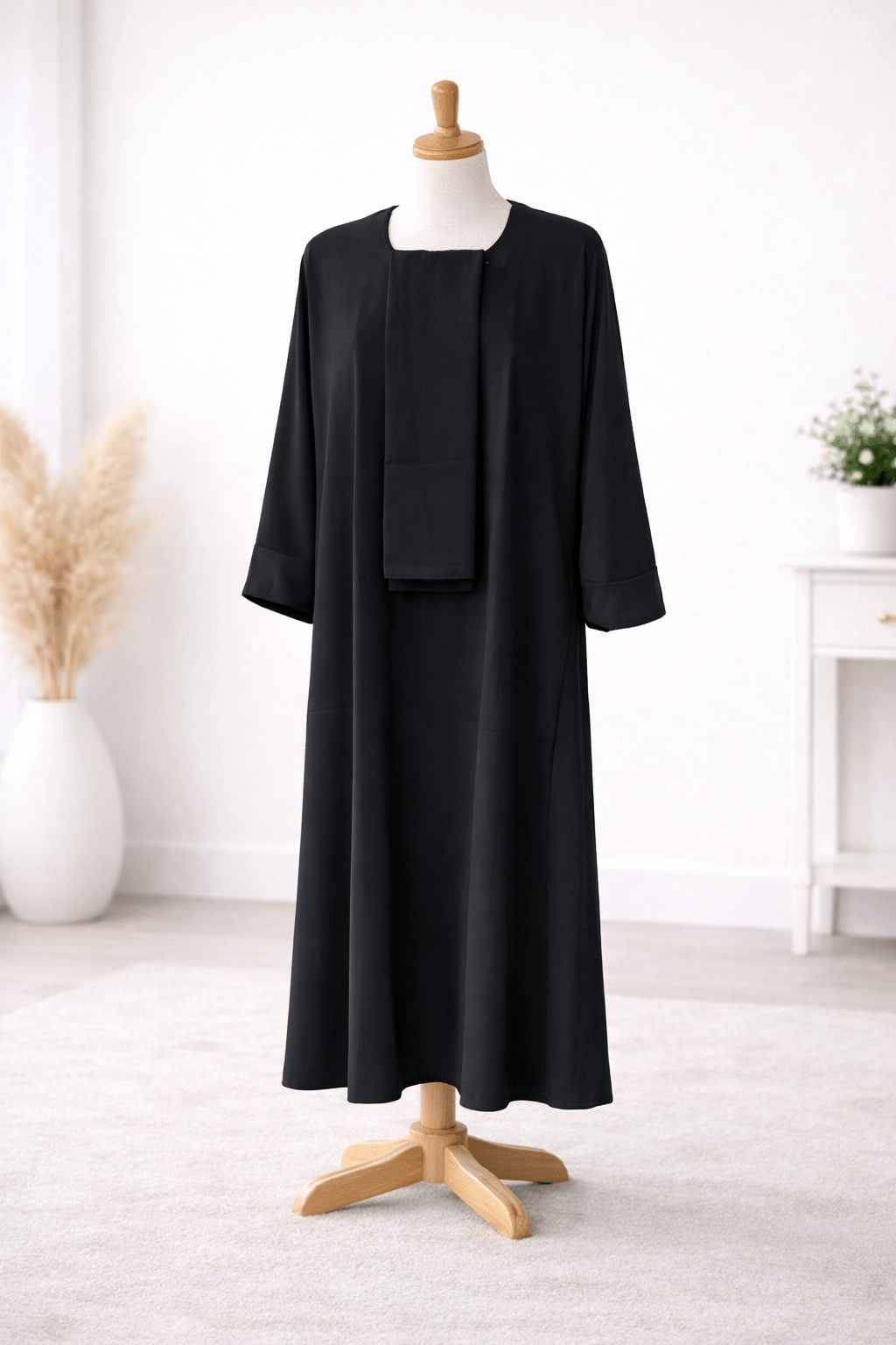 Jet Black Dress Set with Scarf modest dress with matching scarf by Sharifaah