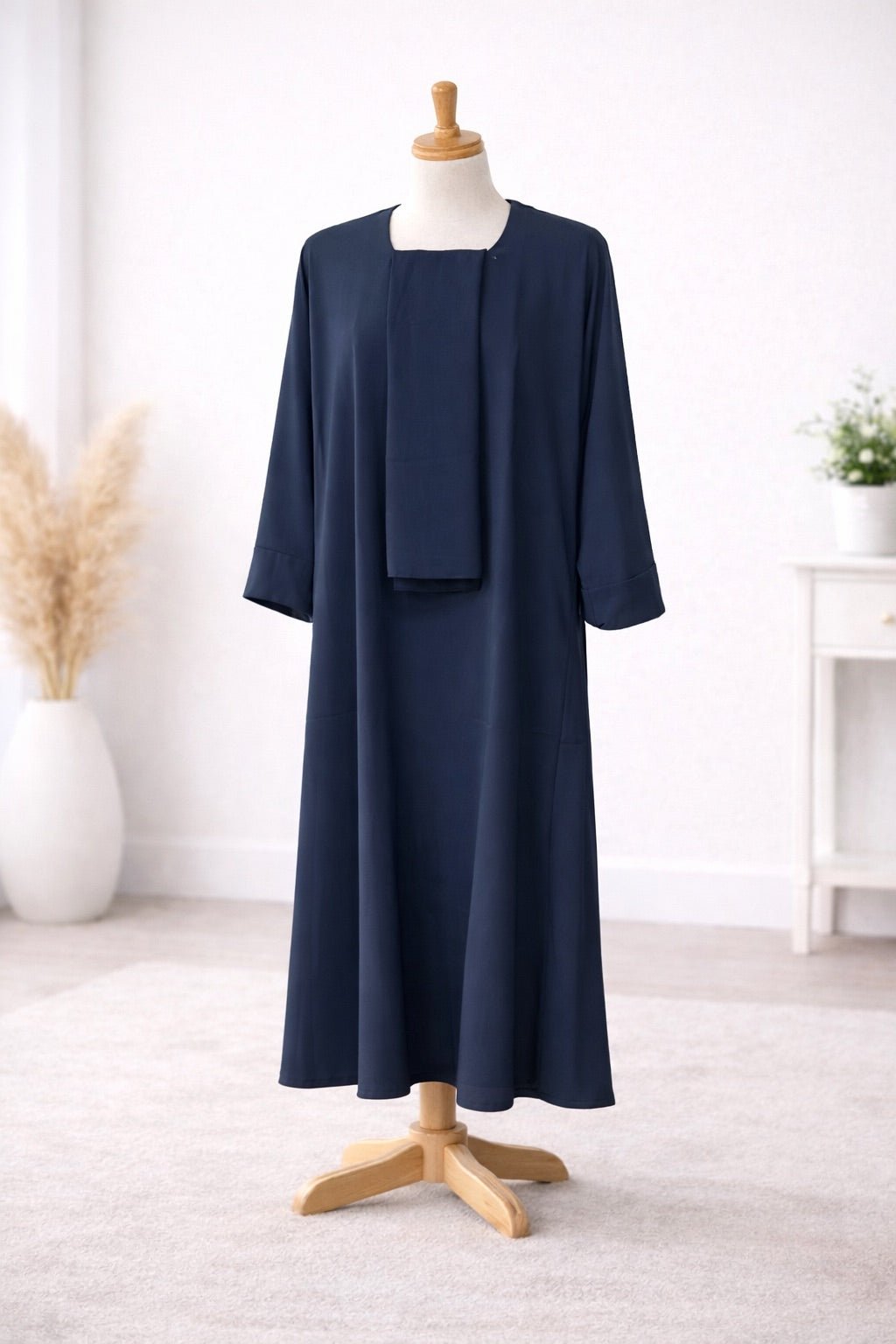 Navy Blue Dress Set with Scarf modest dress with matching scarf by Sharifaah