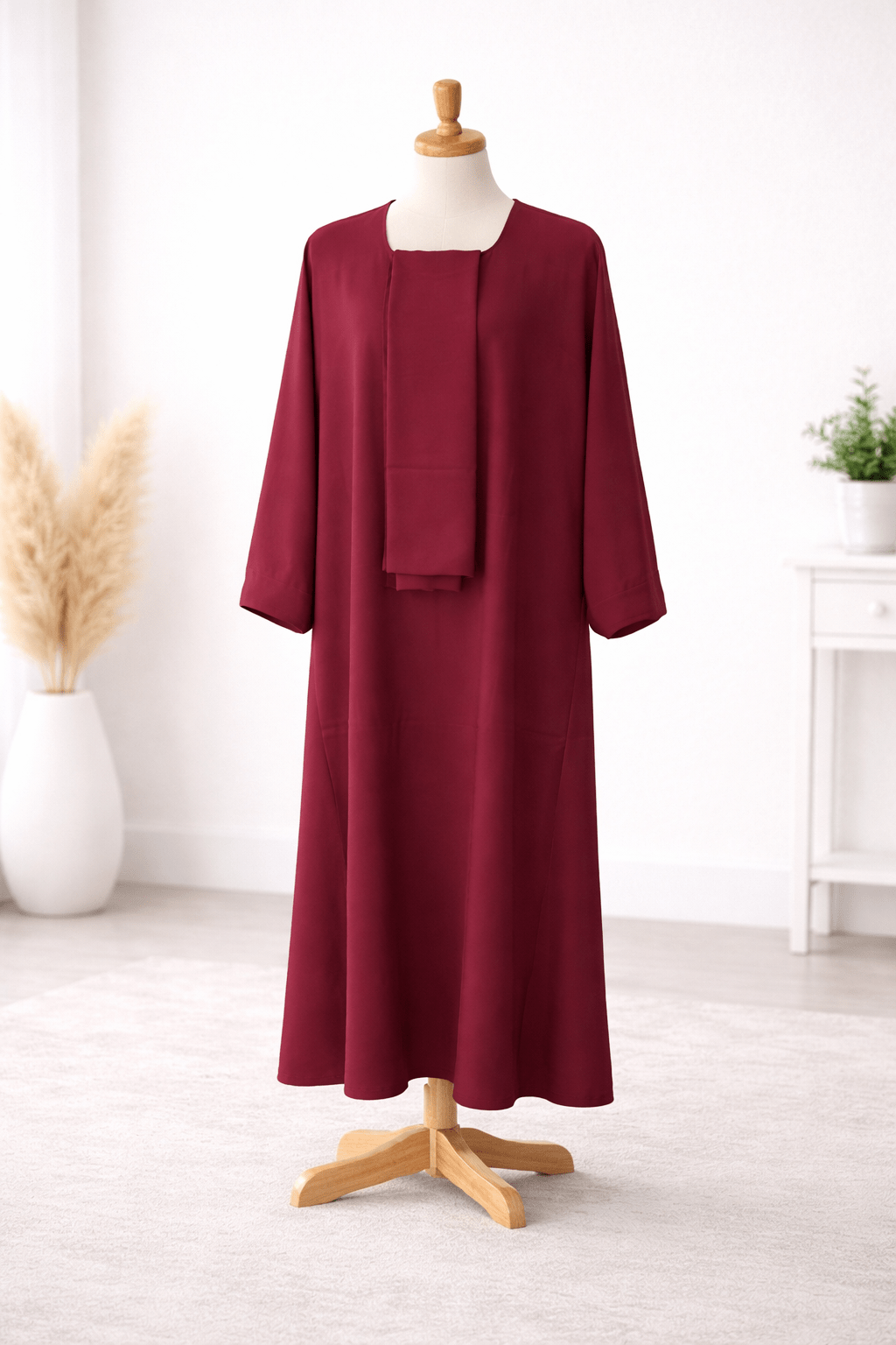 Rich Burgundy Dress Set with Scarf modest dress with matching scarf by Sharifaah